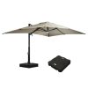 MONDAWE 13ft Square Solar LED Cantilever Patio Umbrella with Included Base Stand & Bluetooth Light