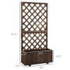 Outsunny Wooden Raised Garden Bed with Trellis and Drain Holes, - Image 2
