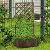 Outsunny Wooden Raised Garden Bed with Trellis and Drain Holes, - Image 3