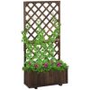 Outsunny Wooden Raised Garden Bed with Trellis and Drain Holes,