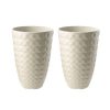 Glitzhome 19.75" H Oversized Set of 2 PE and Stone Faux Ceramic Diamond Textured White Tall Planter