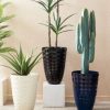 Glitzhome 19.75" H Oversized Set of 2 PE and Stone Faux Ceramic Diamond Textured White Tall Planter - Image 2