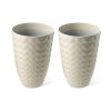 Glitzhome 19.75" H Oversized Set of 2 PE and Stone Faux Ceramic Diamond Textured White Tall Planter - Image 5