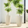 Glitzhome 19.75" H Oversized Set of 2 PE and Stone Faux Ceramic Diamond Textured White Tall Planter - Image 6