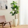 Glitzhome 19.75" H Oversized Set of 2 PE and Stone Faux Ceramic Diamond Textured White Tall Planter - Image 7