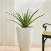 Glitzhome 19.75" H Oversized Set of 2 PE and Stone Faux Ceramic Diamond Textured White Tall Planter - Image 8