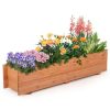 Raised Garden Bed Wood Rectangular Planter Box with 2 Drainage Holes