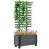 Outsunny Raised Garden Bed, Wooden Planter with Trellis, and Wheels,