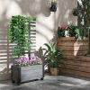 Outsunny Raised Garden Bed, Wooden Planter with Trellis, and Wheels, - Image 2