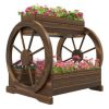Outsunny Wooden Wagon Planter Box, Decorative 2