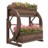 Outsunny Wooden Wagon Planter Box, Decorative 2