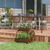 Outsunny Wooden Wagon Planter Box, Decorative 2 - Image 2