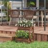 Outsunny Wooden Wagon Planter Box, Decorative 2 - Image 2