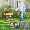 59" Raised Wooden Garden Bed with Metal Trellis Open Storage Shelves Drain Holes - Image 10