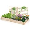 Raised Garden Bed with 3 Trellises with Divided Compartments for Flowers - Image 10