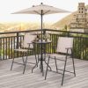 4PCS Patio Bistro Set Folding Counter Height Chairs Round Bar Table& Umbrella - Image 3