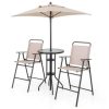 4PCS Patio Bistro Set Folding Counter Height Chairs Round Bar Table& Umbrella - Image 7