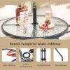 4PCS Patio Bistro Set Folding Counter Height Chairs Round Bar Table& Umbrella - Image 9