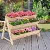3 Tier Wooden Vertical Raised Garden Bed with Storage Shelf - Image 4