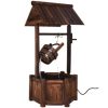 VEBREDA Garden Rustic Wishing Well Wooden Water Fountain with Pump