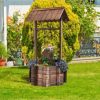 SUGIFT Outdoor Wooden Wishing Well Planter Bucket - Image 5