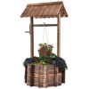 SUGIFT Outdoor Wooden Wishing Well Planter Bucket - Image 6