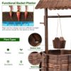 SUGIFT Outdoor Wooden Wishing Well Planter Bucket - Image 8