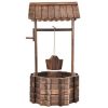 Outdoor Wooden Wishing Well Bucket Flower Plants Planter Patio Garden Home Decor - Image 4