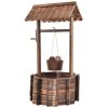 Outdoor Wooden Wishing Well Bucket Flower Plants Planter Patio Garden Home Decor - Image 8