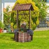 Outdoor Wooden Wishing Well Bucket Flower Plants Planter Patio Garden Home Decor - Image 9