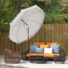 Streamdale Furniture 7' Patio Umbrella with Tilt, Vent, Ruffles, and Blue Stripe - Image 9
