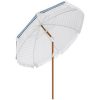 Streamdale Furniture 7' Patio Umbrella with Tilt, Vent, Ruffles, and Blue Stripe
