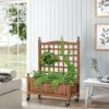 32in Wood Planter Box with Trellis Mobile Raised Bed for Climbing Plant - Image 3