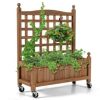32in Wood Planter Box with Trellis Mobile Raised Bed for Climbing Plant - Image 4
