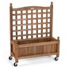 32in Wood Planter Box with Trellis Mobile Raised Bed for Climbing Plant - Image 5