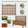 32in Wood Planter Box with Trellis Mobile Raised Bed for Climbing Plant - Image 6