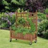 32in Wood Planter Box with Trellis Mobile Raised Bed for Climbing Plant - Image 8