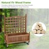 32in Wood Planter Box with Trellis Mobile Raised Bed for Climbing Plant - Image 9
