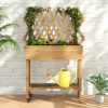 SKONYON Wooden Rolling Raised Garden Bed with Trellis and Storage Shelf - Image 2
