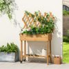 SKONYON Wooden Rolling Raised Garden Bed with Trellis and Storage Shelf - Image 6