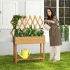 SKONYON Wooden Rolling Raised Garden Bed with Trellis and Storage Shelf - Image 7