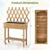 SKONYON Wooden Rolling Raised Garden Bed with Trellis and Storage Shelf - Image 8