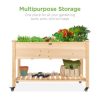 Best Choice Products Raised Garden Bed 48x24x32in Wood Mobile Elevated Planter w/ Wheel Locks, Shelf, Liner - Image 3