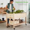 Best Choice Products Raised Garden Bed 48x24x32in Wood Mobile Elevated Planter w/ Wheel Locks, Shelf, Liner - Image 6
