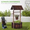 Best Choice Products Rustic Wooden Wishing Well Planter Outdoor Home Decor for Patio, Garden, Yard w/ Hanging Bucket - Image 2