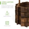 Best Choice Products Rustic Wooden Wishing Well Planter Outdoor Home Decor for Patio, Garden, Yard w/ Hanging Bucket - Image 5
