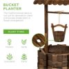 Best Choice Products Rustic Wooden Wishing Well Planter Outdoor Home Decor for Patio, Garden, Yard w/ Hanging Bucket - Image 6
