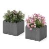 2 Pack Square Planter Box with Drainage Gaps for for Front Porch Garden Balcony - Image 4