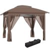 Streamdale Furniture 12' x 12' Pop Up Canopy Tent with Netting and Carry Bag, Instant Sun Shelter with 137 sq.ft Shade, Tents for Parties, Height Adjustable, for Outdoor, Garden, Patio, Khaki