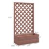 Streamdale Furniture Raised Garden Bed with Trellis Lattice, Wood Planter Box with Self Draining Gap, Freestanding Trellis Planter for Climbing Plants, Vines, Flowers, 29.5" x 13.25" x 53.25", Light Brown - Image 8